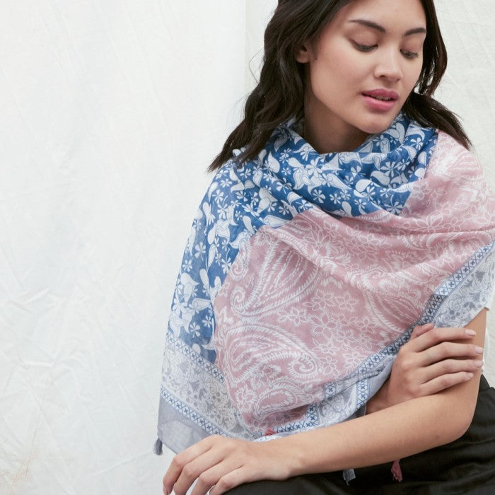 Laksmi BluePink-Selendang Viscose Batik Premium 90×180/Pashmina/Shawl