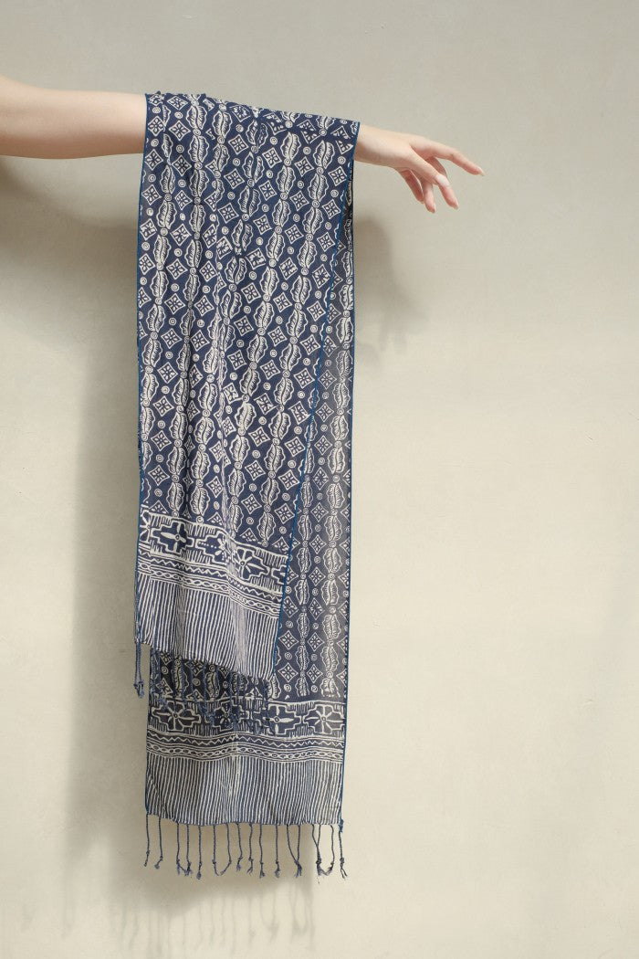 Scarf Batik Ceplok Wibowo - Blue