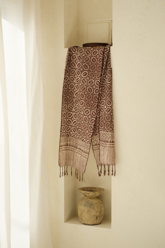 Scarf Batik TCR Kawung Bunga Brown