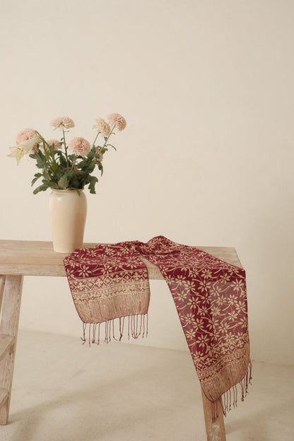Scarf Batik Melati Tangkai - Maroon | DNN