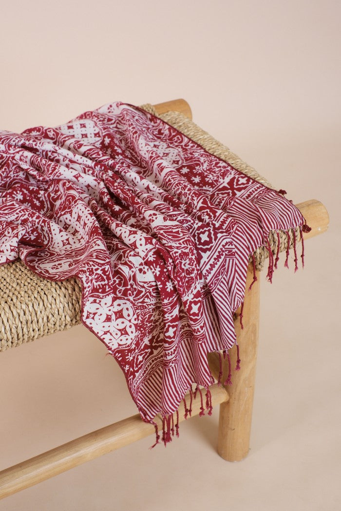 Selendang Batik TCN Sekar Jagad Maroon - 80