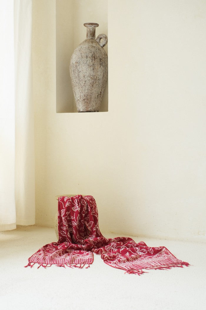 Scarf Batik TCN Daun Rambat Maroon
