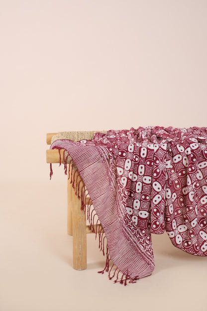 Selendang Batik TCN Kawung Maroon - 80