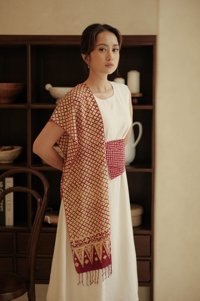 Scarf Batik Wora Wori - Maroon | DNN