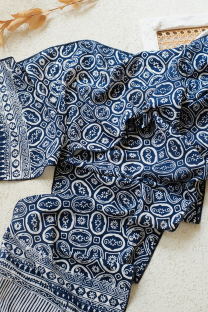 Scarf Batik TCC Kawung Bunga Blue