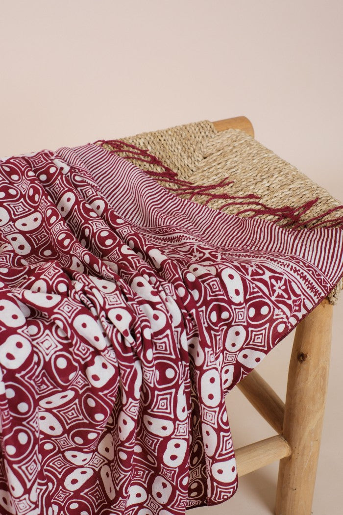 Selendang Batik TCN Kawung Maroon - 80