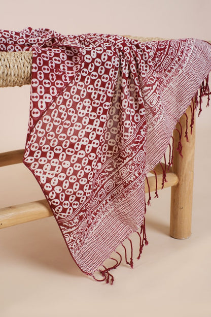 Selendang Batik TCN Kawung Sen Maroon - 80