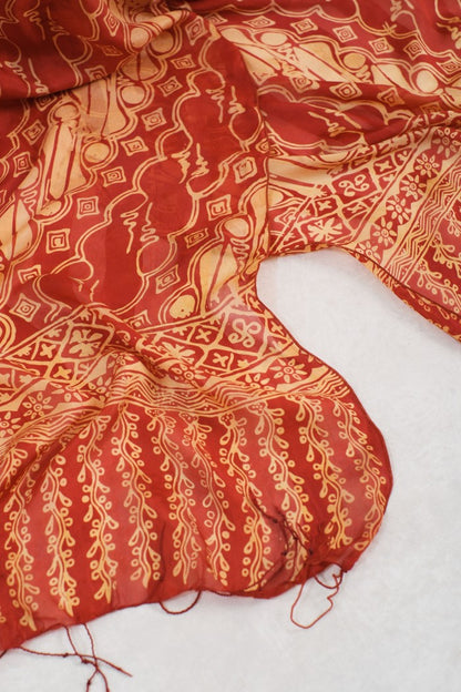 Syal Batik Sutra Parang Rusak Kombi - Red - 45