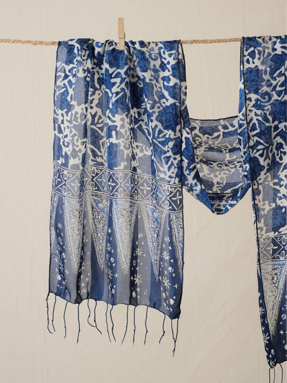 Syal Batik Sutra - Semilir - Blue - 35