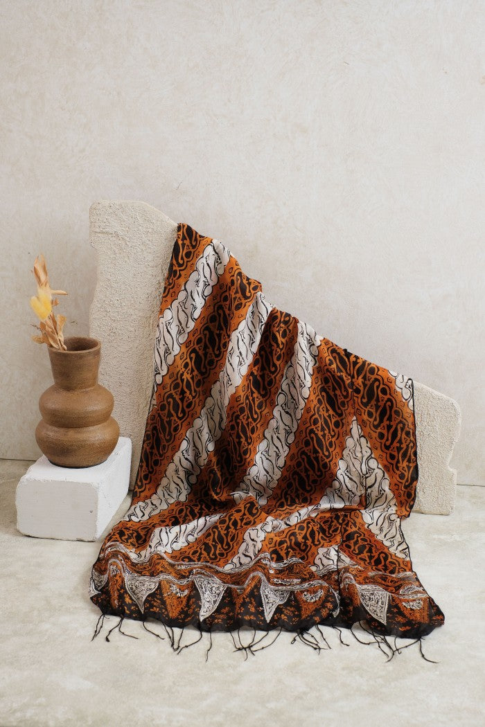 Syal Batik Sutra Parang Rusak - Brown - 45