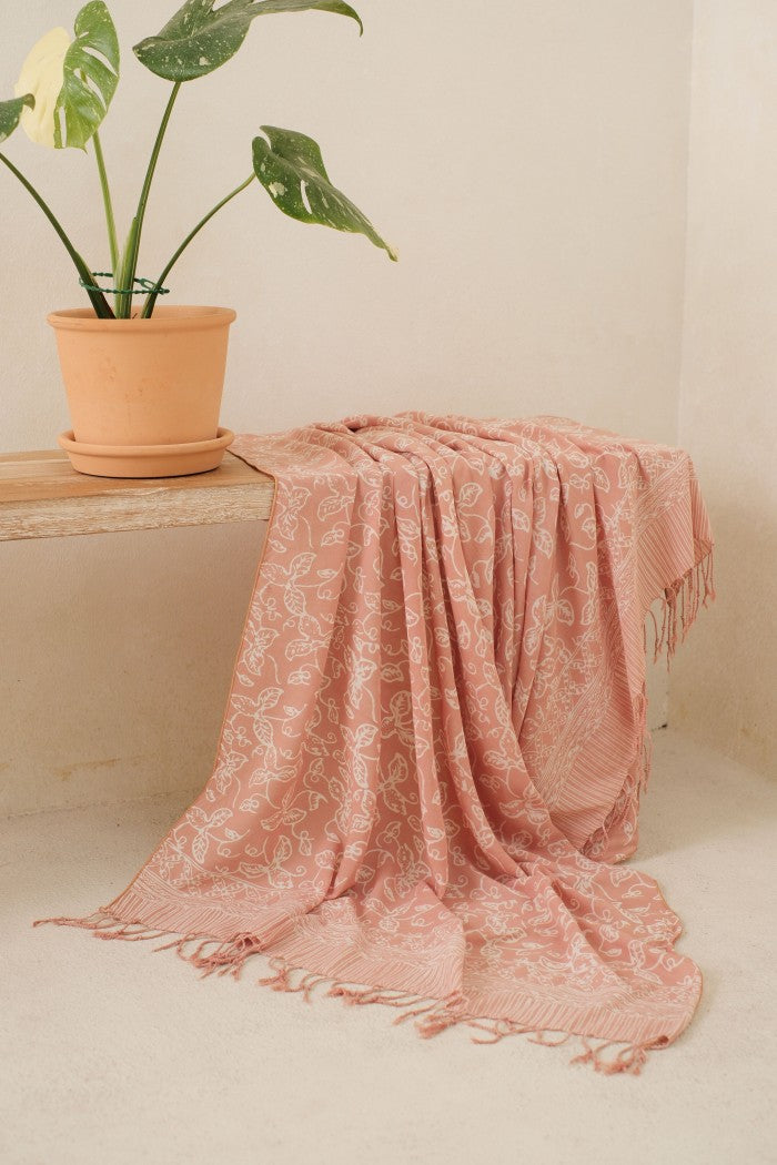 Selendang Batik TCL Daun Rambat Cream - 80