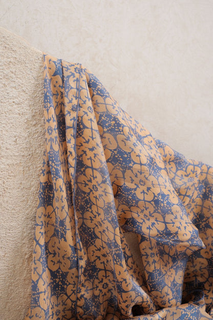 Syal Batik Sutra Kawung Kemplong - Blue - 45