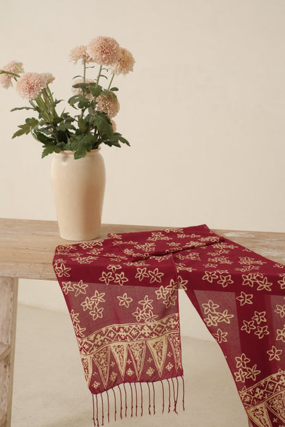 Scarf Batik Bunga Melati - Maroon | DNN