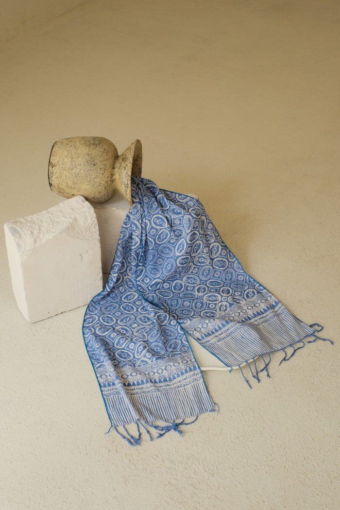 Scarf Batik TCB Kawung Bunga Blue