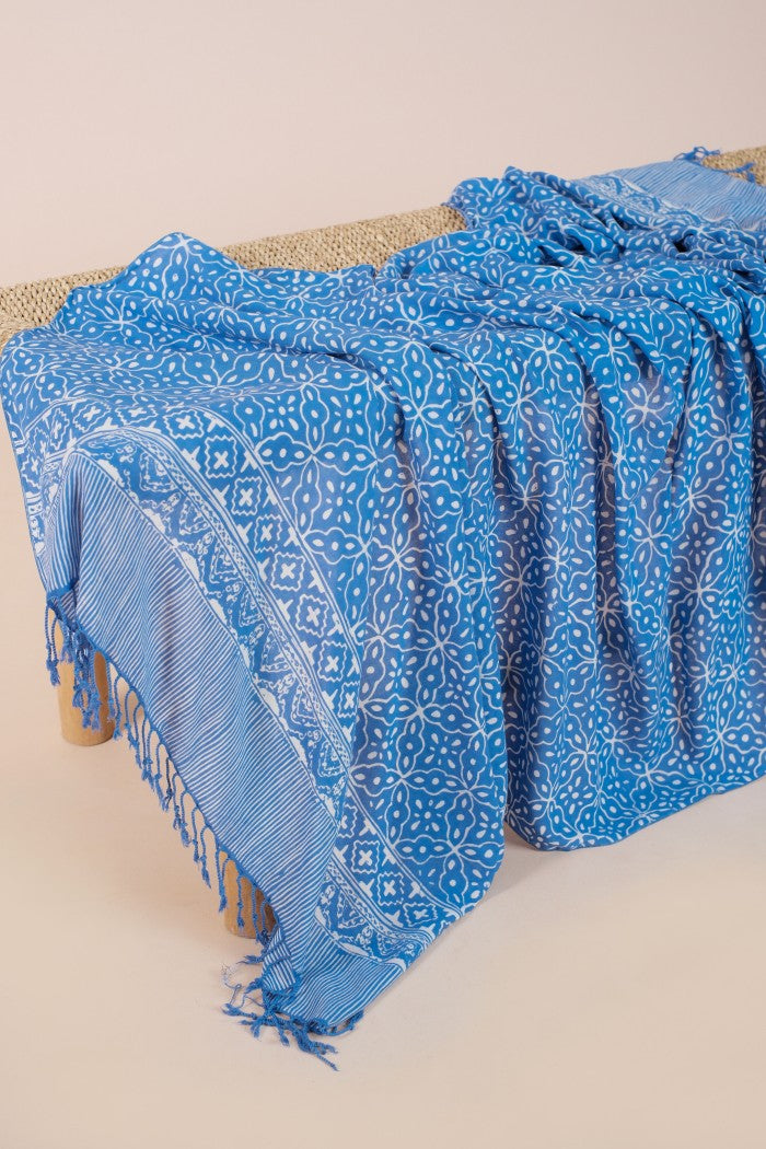 Selendang Batik TCB Kawung 2 Blue - 80
