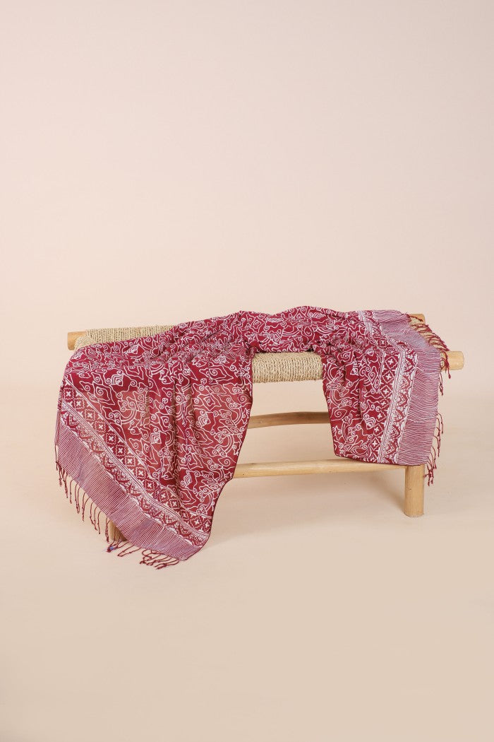 Selendang Batik TCN Mega Mendung Maroon - 80