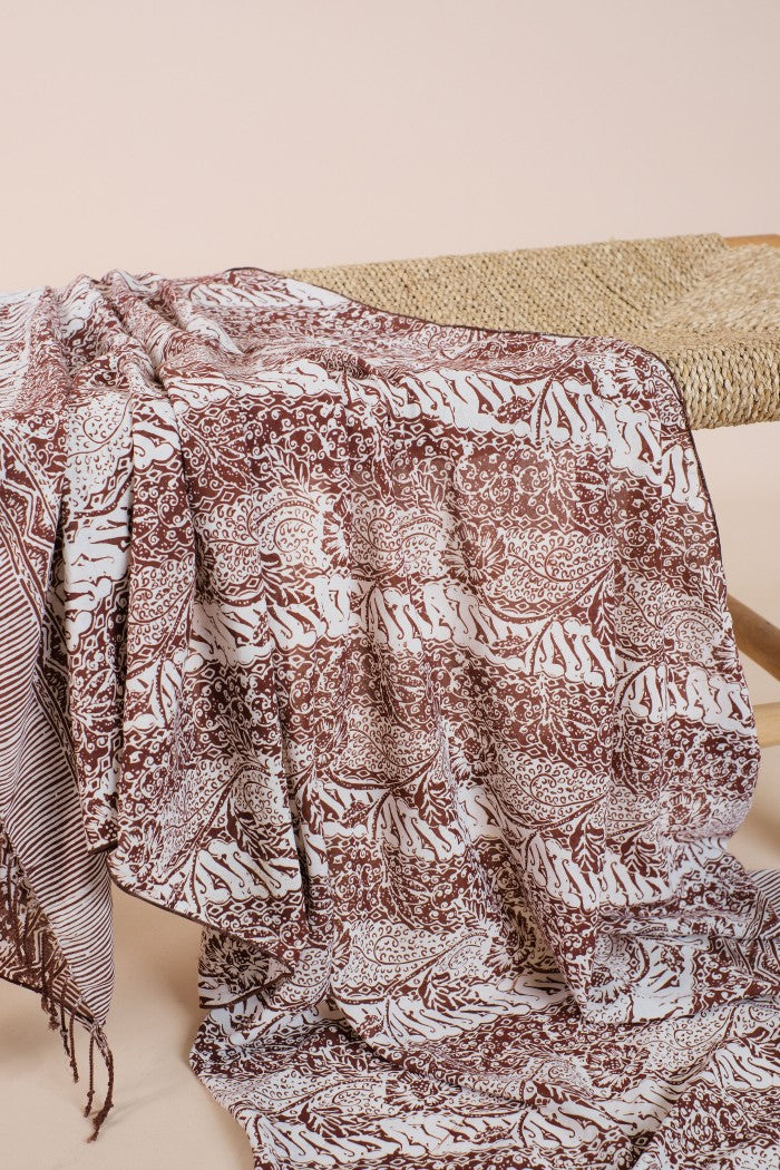 Selendang Batik TCR Parang Bunga Brown - 80