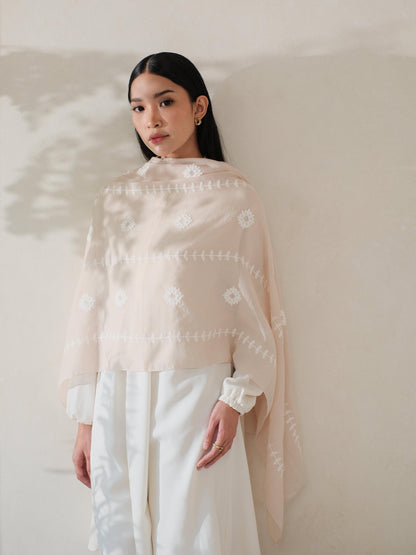 Noor in Cream Shawl - Selendang Batik
