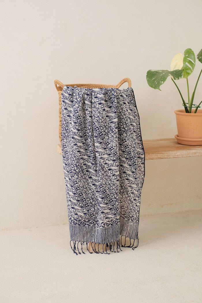 Selendang Batik TCC Parang Kawung Blue - 80