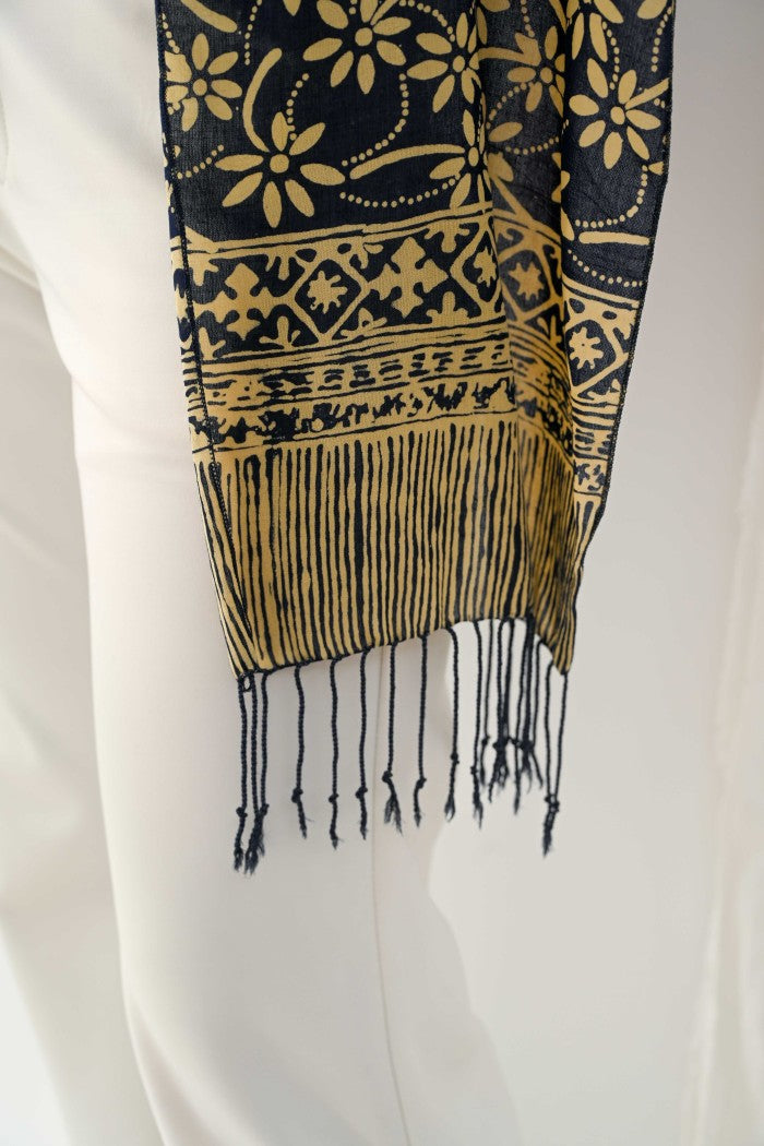 Scarf Batik Melati Tangkai - Blue | DNC