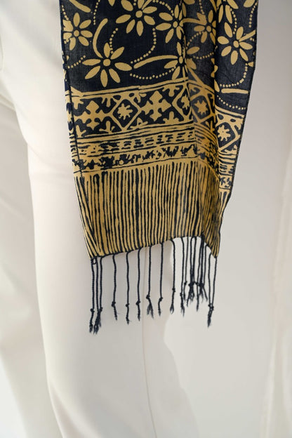 Scarf Batik Melati Tangkai - Blue | DNC