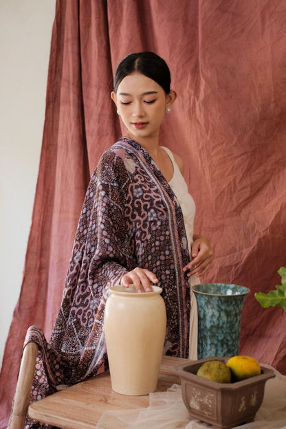 Sangga Langit in Purple - Selendang Sutra Batik Tulis