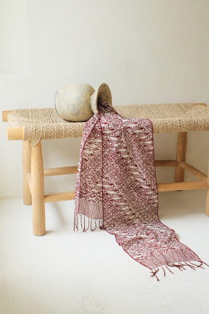 Scarf Batik TCN Parang Kawung Maroon