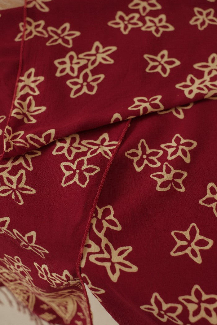 Scarf Batik Bunga Melati - Maroon | DNN
