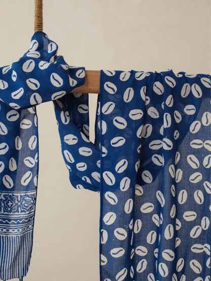 Batik Ratu - Scarf Batik Biji Kopi - Dark Blue
