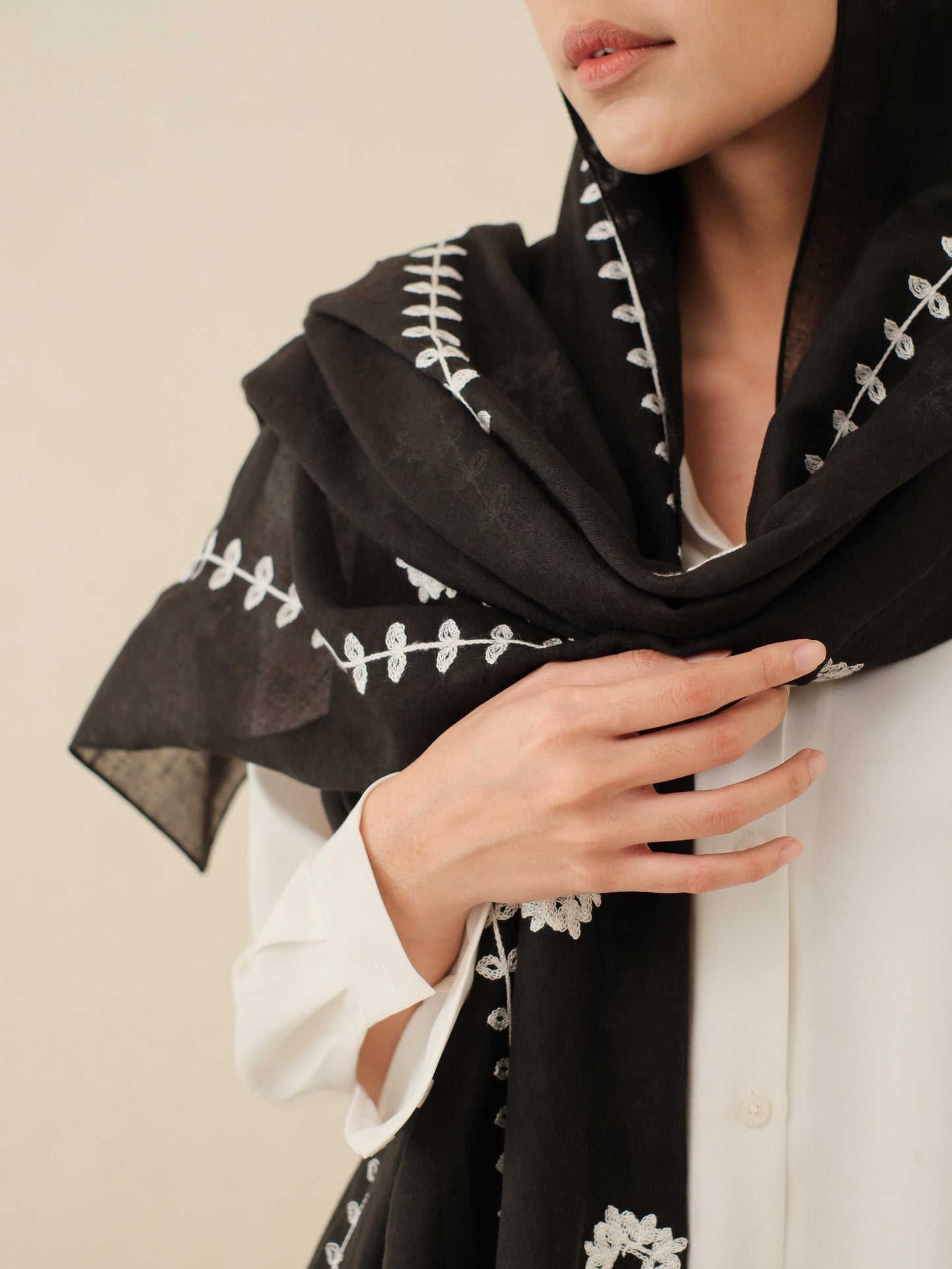 Noor in Black Shawl - Selendang Batik