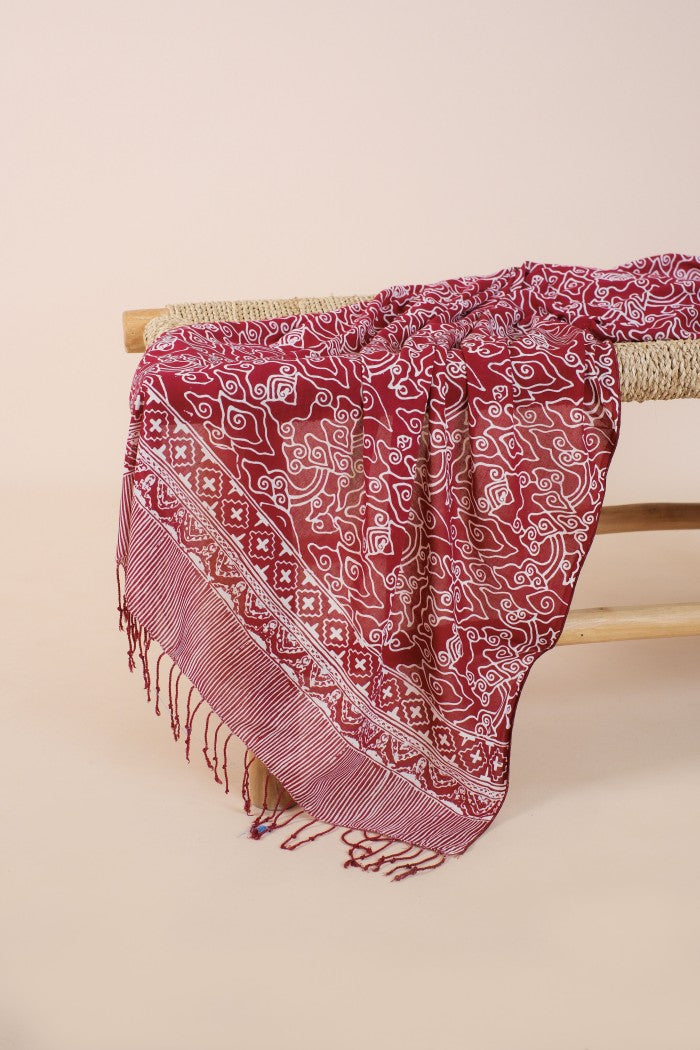 Selendang Batik TCN Mega Mendung Maroon - 80