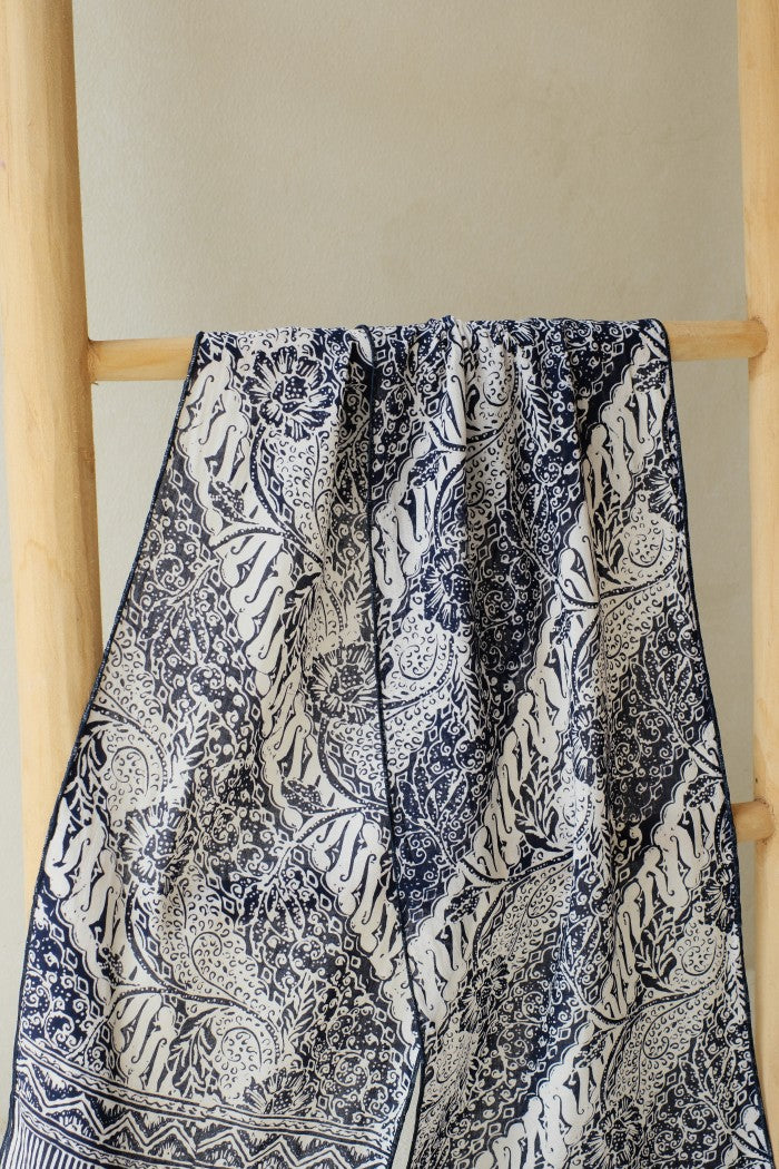 Scarf Batik TCC Parang Bunga Blue