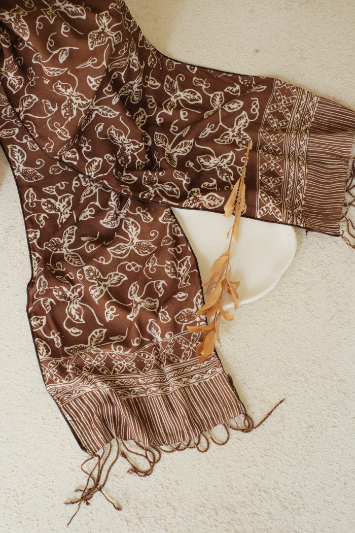 Scarf Batik TCR Daun Rambat Brown