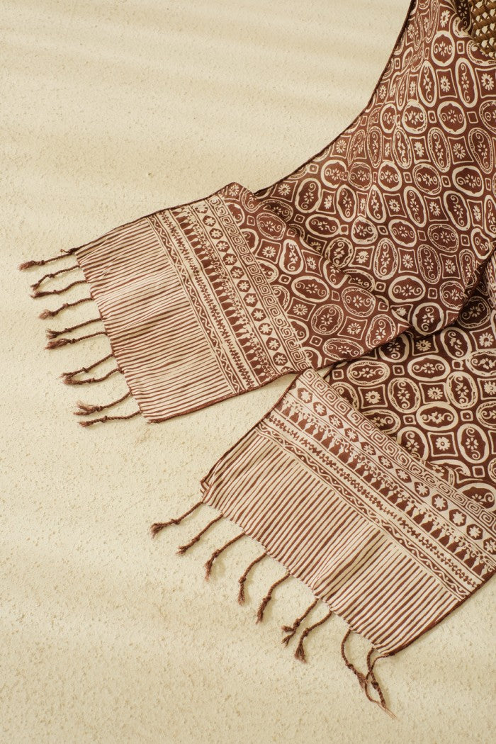 Scarf Batik TCR Kawung Bunga Brown