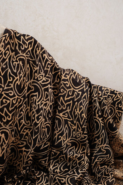 Selendang Sutra Batik - Mega Mendung in Black - 90