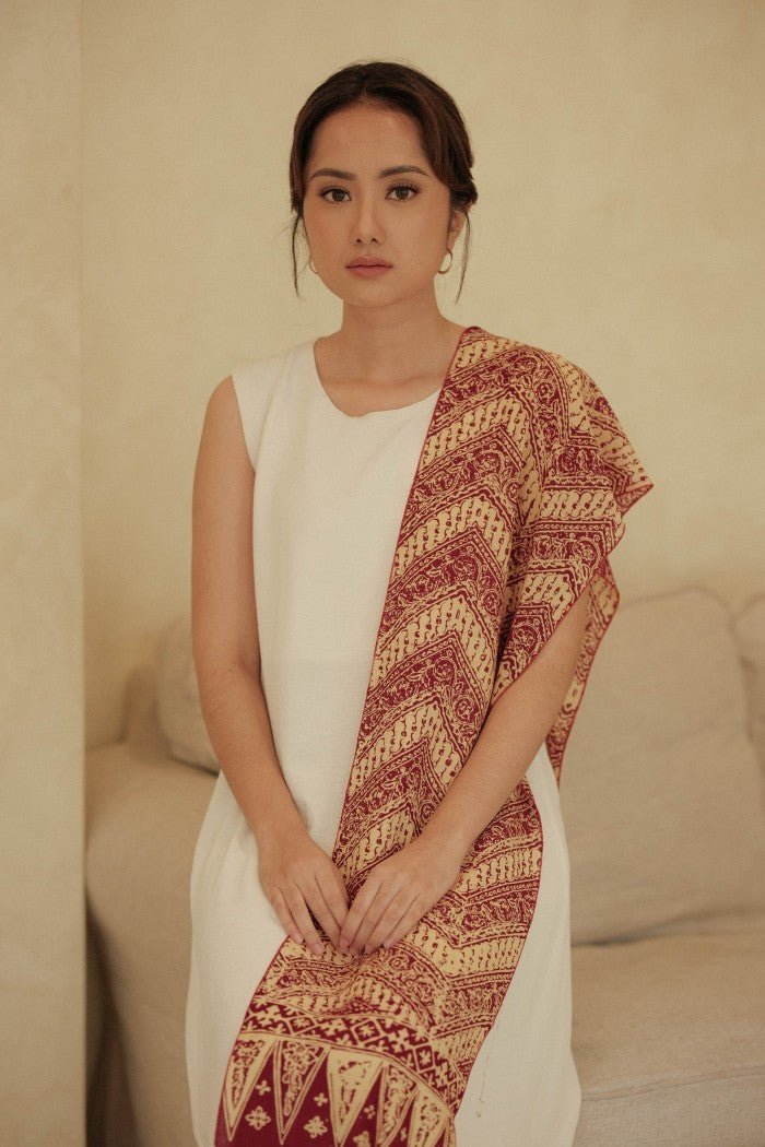 Scarf Batik Parang Kelok - Maroon | DNN