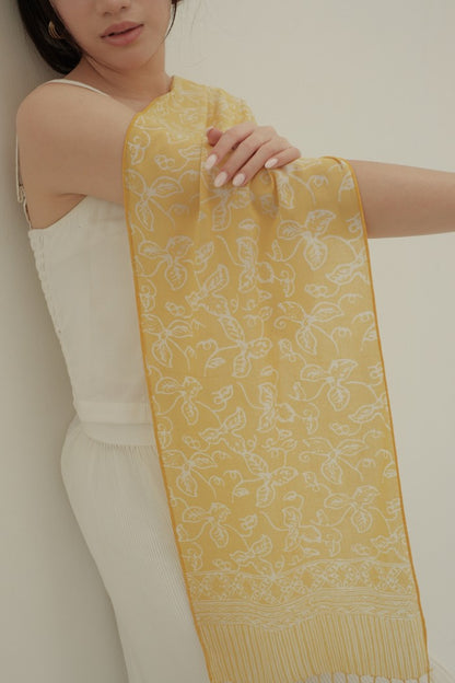 Scarf Batik Daun Rambat - Yellow | TCK
