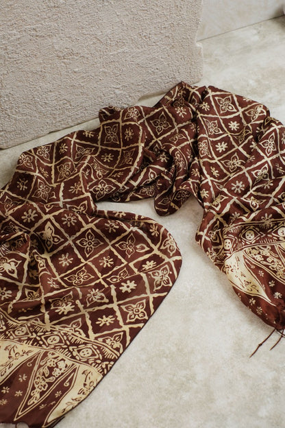 Syal Batik Sutra Songket Batak - Brown - 45