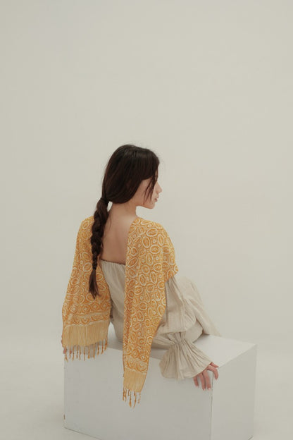 Scarf Batik Kawung Bunga - Yellow | TCK