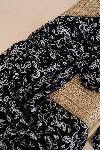 Selendang Batik TCE Daun Rambat Black - 80