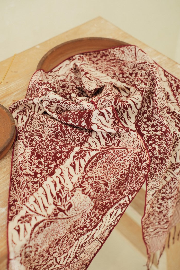 Scarf Batik TCN Parang Bunga Maroon