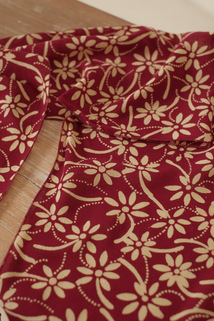 Scarf Batik Melati Tangkai - Maroon | DNN