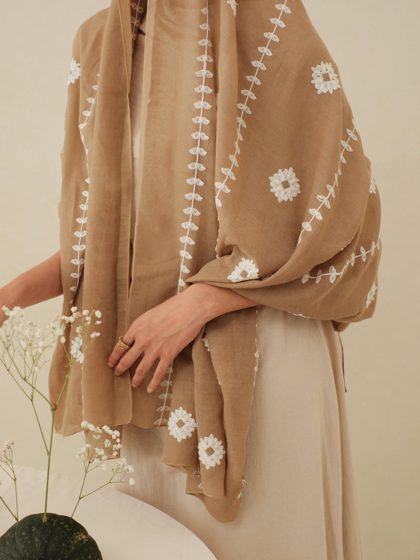 Noor in Brown Shawl - Selendang Batik