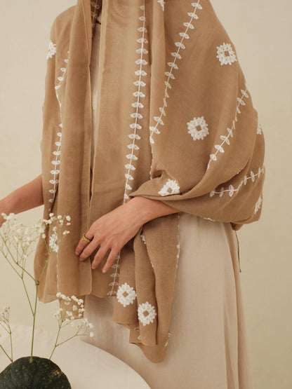 Noor in Brown Shawl - Selendang Batik