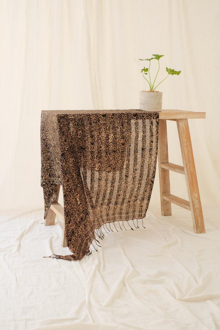 Selendang Sutra Batik - Daun Peacock - 90