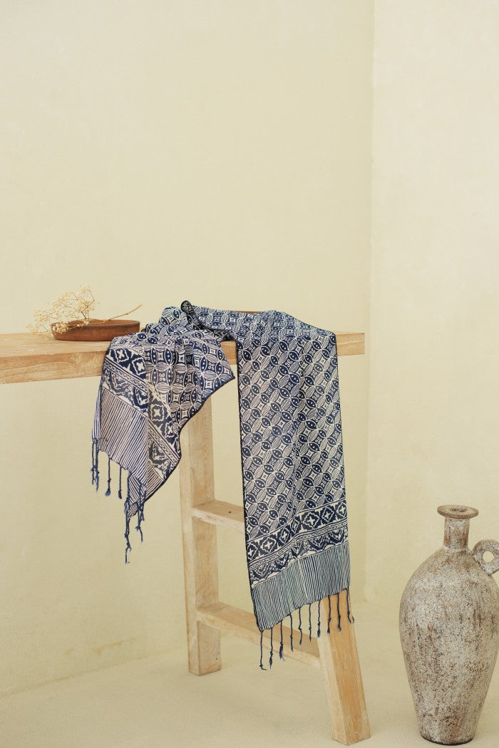 Scarf Batik TCC Kawung Bribil Blue
