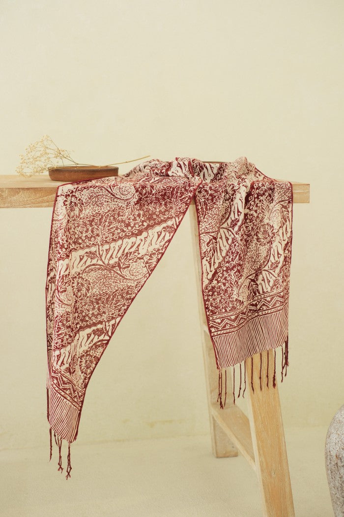 Scarf Batik TCN Parang Bunga Maroon