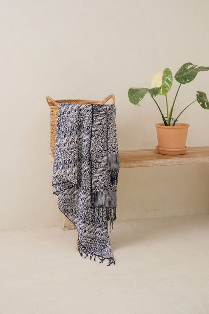 Selendang Batik TCC Parang Kawung Blue - 80