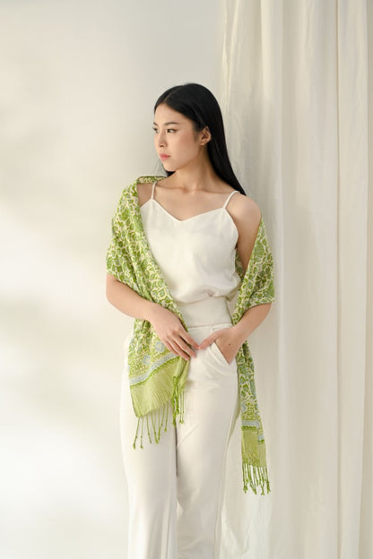 Scarf Batik Apusan - Daun Puring - Green | DNI