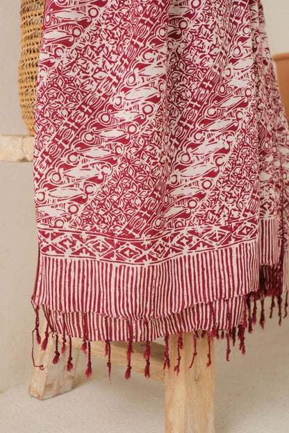 Selendang Batik TCN Parang Kawung Maroon - 80